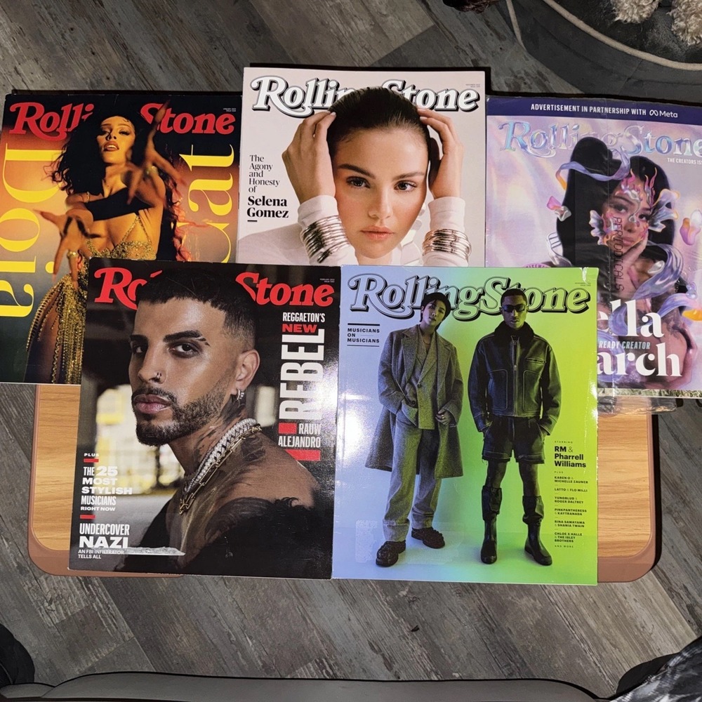 Rolling Stone Magazine Lot Of 5 Selena Gomez Doja Cat Mr Beast Rauw Alejandro